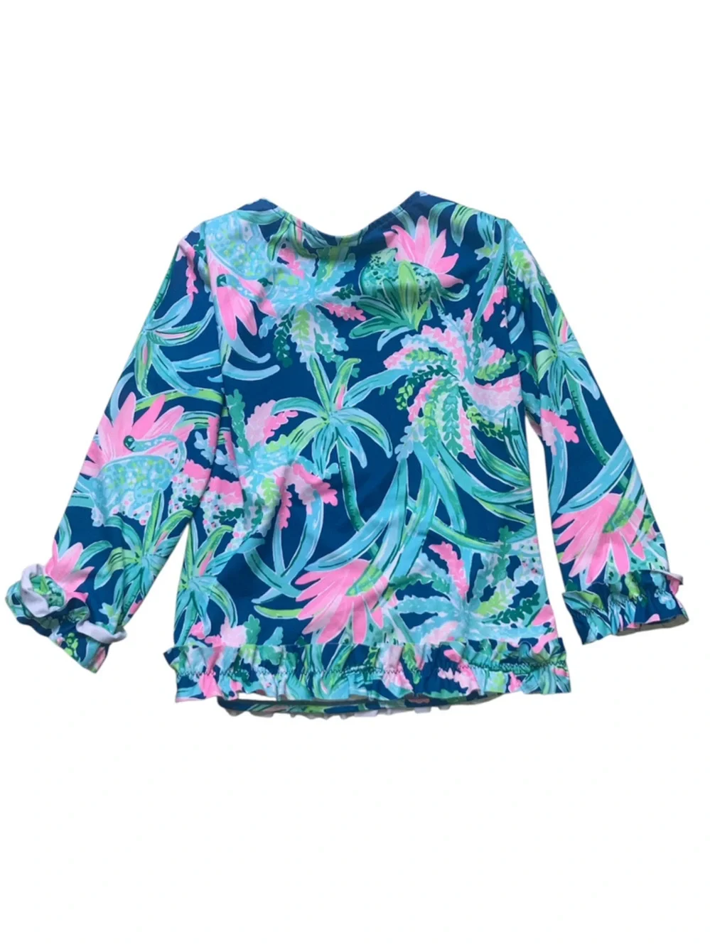 Lilly Pulitzer Navy with Pink & Aqua Floral Swim Top